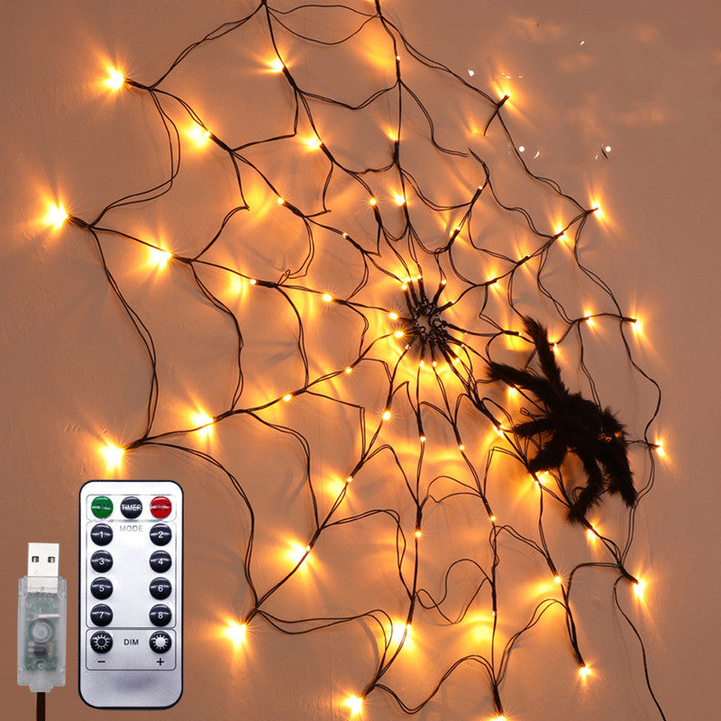 Halloween Led Spider Web String Light 5v Remote Control