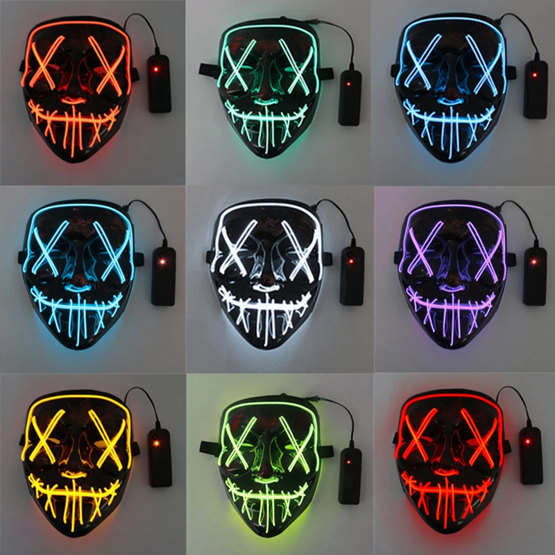 Cosplay Halloween Neon Mask Led Glow Mask