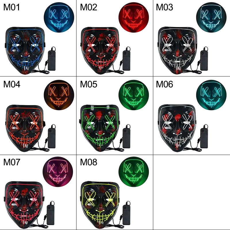 Cosplay Halloween Neon Mask Led Glow Mask